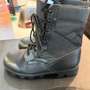 New Black Military Style Boots W/America. Flag